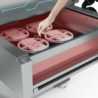 Fach fuer SMD-Rollen am Roentgen-Bauteilzaehler Unicomp CX7000